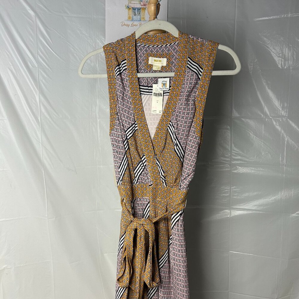 Maeve Anthropologie NWT 6 Yellow Print Tie Midi Dress